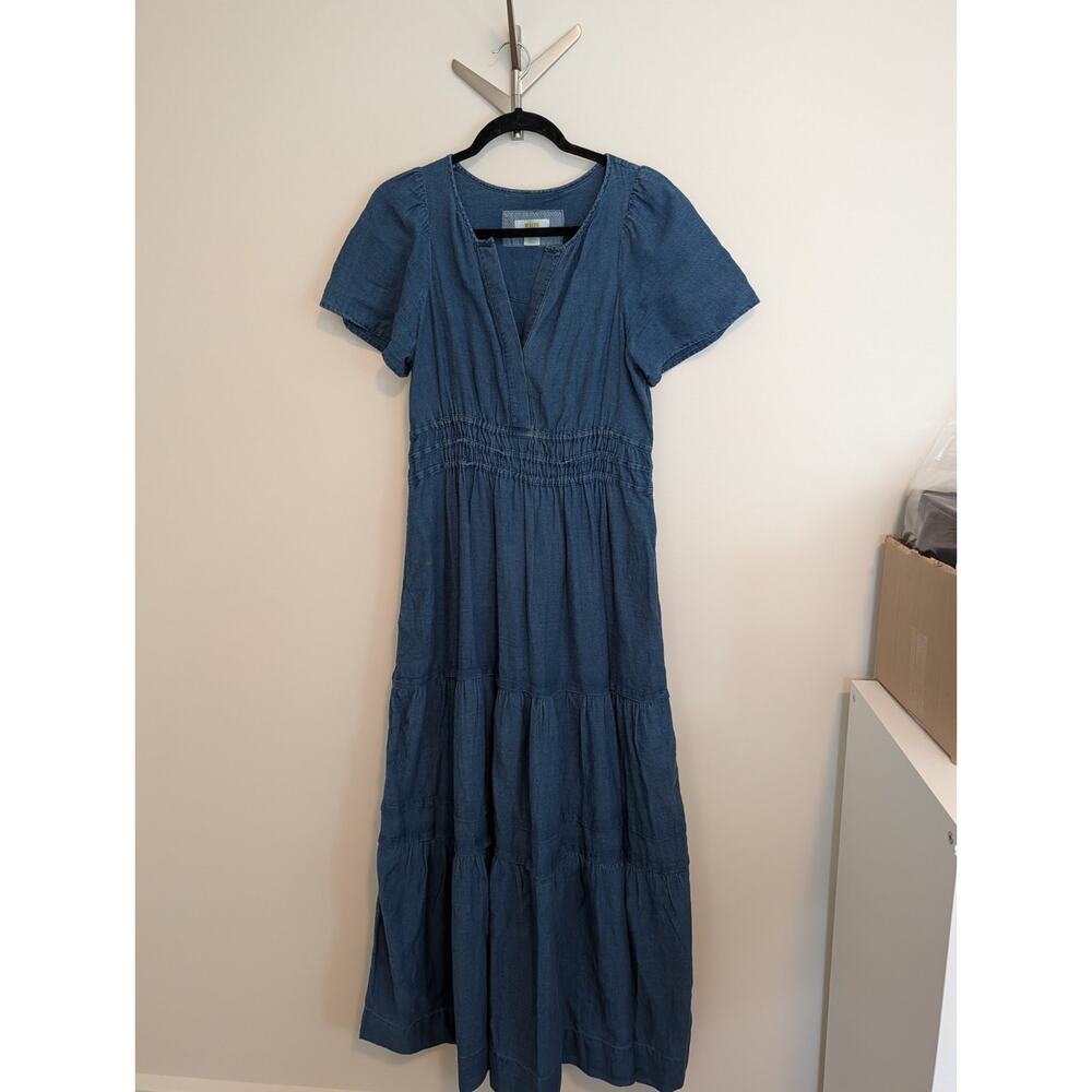 Anthropologie Maeve Somerset Chambray Maxi Dress Size Small - Picture 2 of 10